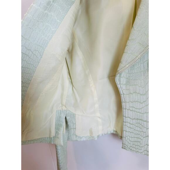 Vintage 90s Alberto Makali Bolero Jacket Pastel Green Cropped Suit Jacket Size 2 - Picture 10 of 12